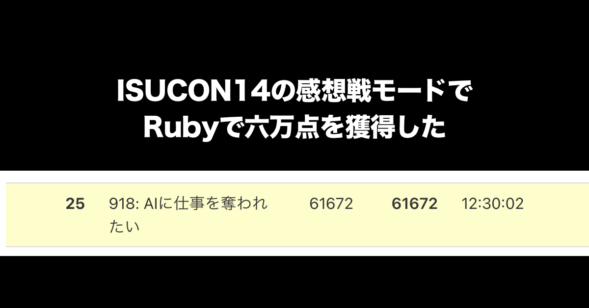 (image)ISUCON14の感想戦モードでRubyで六万点を獲得した