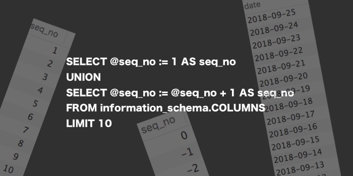 (image)MySQLで連番の仮想表を作る